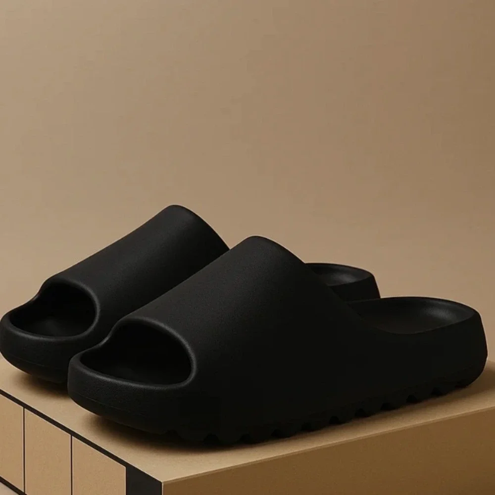 YS-01 Mens Black Slide Sandals Minimalist EVA Foam Slip On Shoes Black Size 12